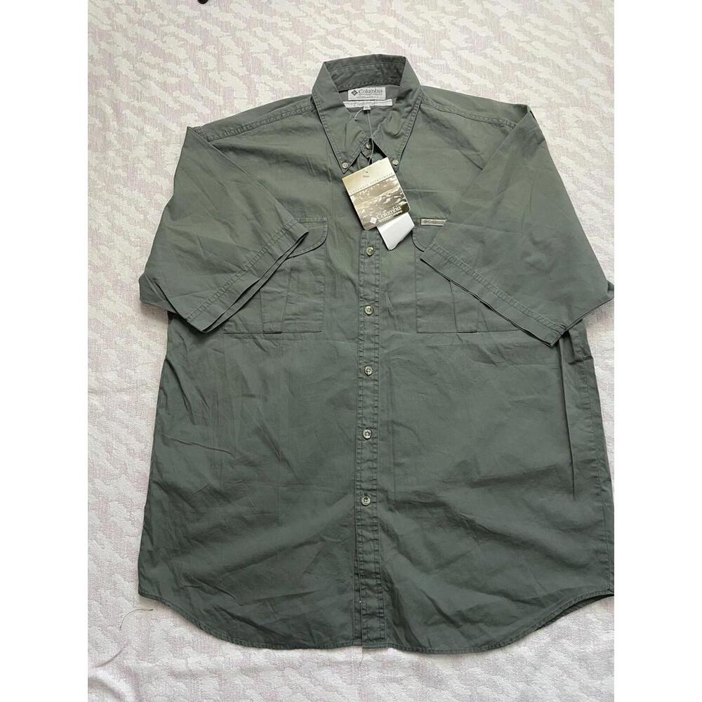 Columbia Men’s Green Button Down Short Sleeve Shirt Size XL - Picture 8 of 9